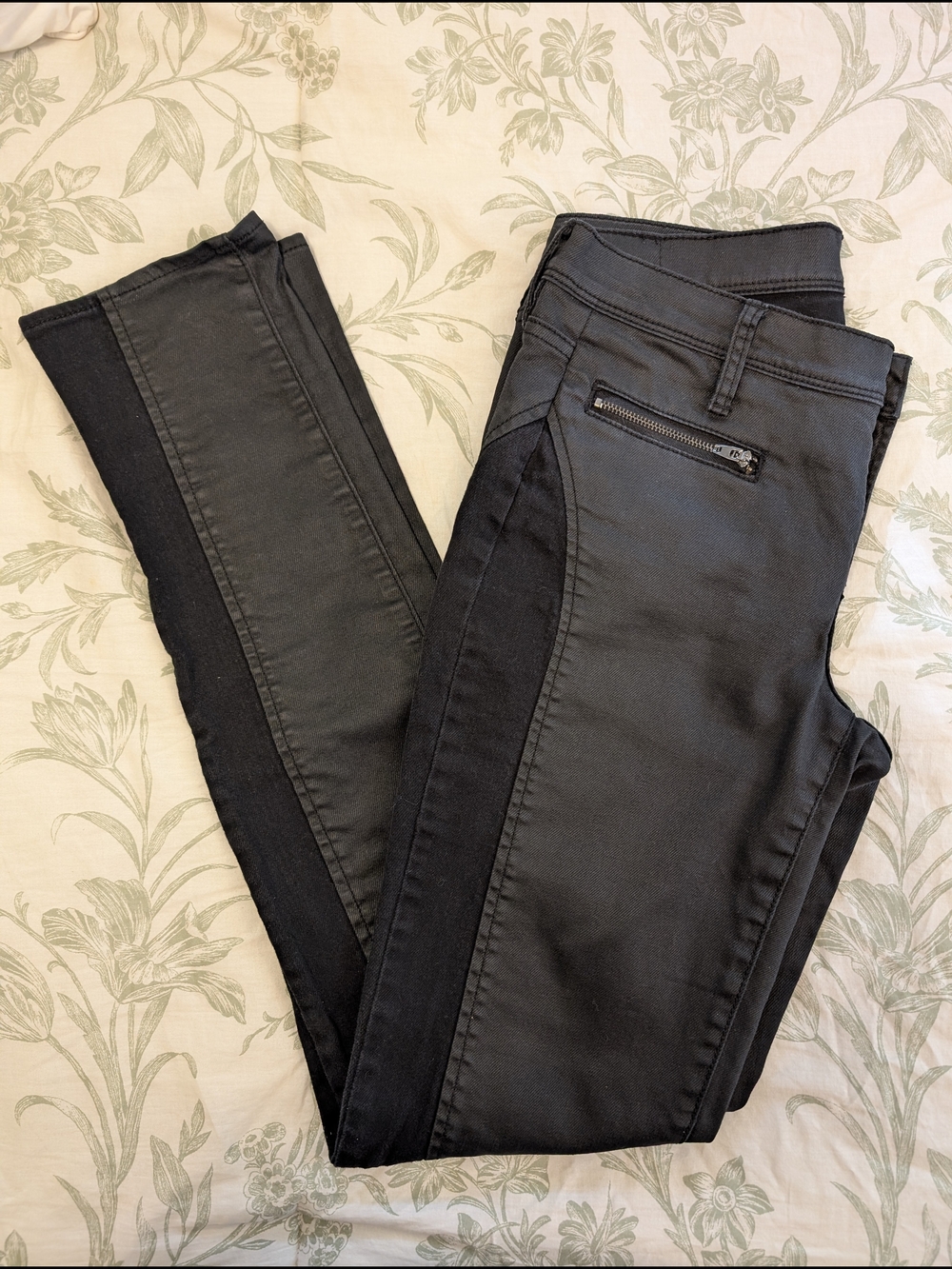 Calvin Klein Jeans Black Moto Style Textured Leather Look Skinny Jeans